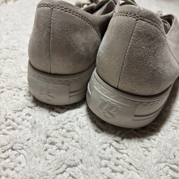 Paul Green $498 Genuine Leather Taupe Shimmer Platform Lace Up Sneakers US 8.5 - Picture 7 of 16